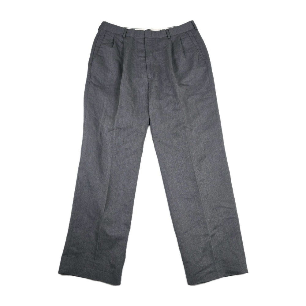 Haggar Mens 36x30 Pleated Dress Pants Charcoal Gray Wrinkle Free Straight Leg